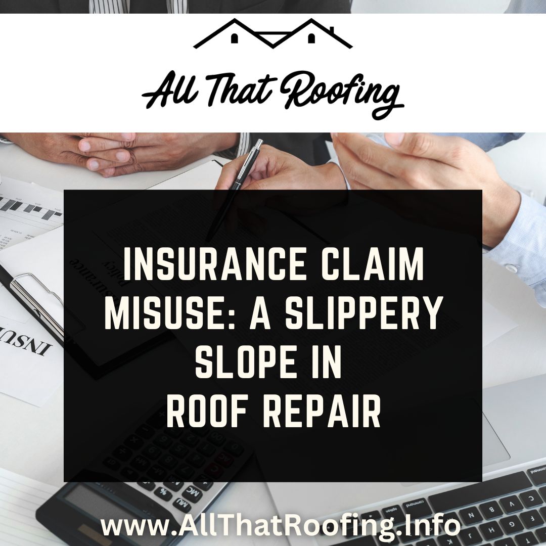 A warning sign highlighting the risks of insurance claim misuse in roof repairs.